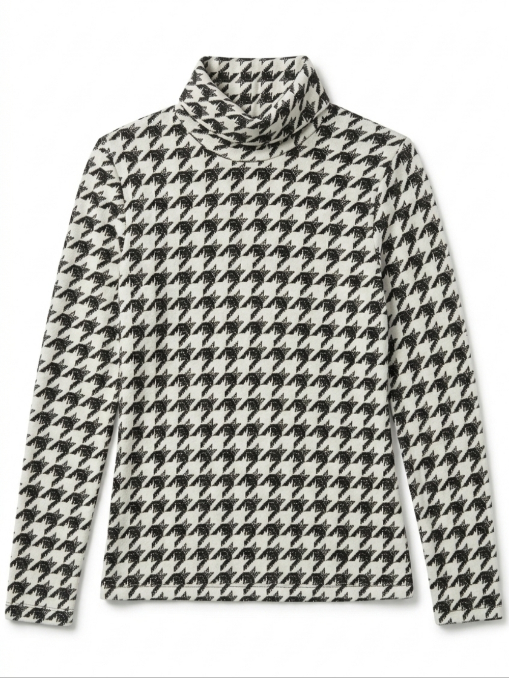 WHBM  Sheer Abstract Houndstooth Turtleneck Top